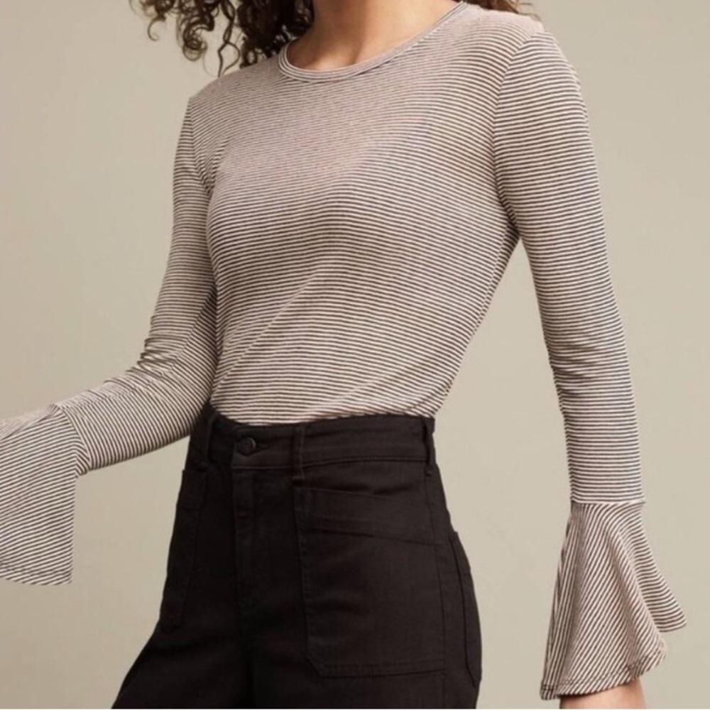 Anthropologie RO&DE Striped Bell Sleeve Top